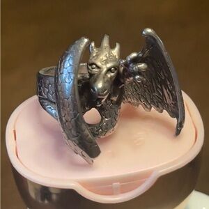 Silver Tone  Vintage Dragon Ring